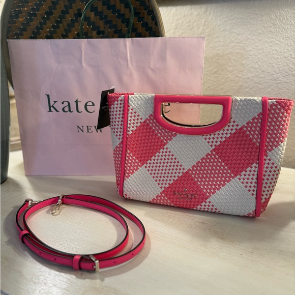kate spade Handbags - kate spade Pink & White Checkered Satchel with Removable Strap
